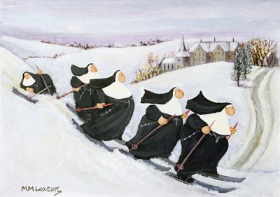 Lyžování (olej na papíře) od Margaret Loxton
