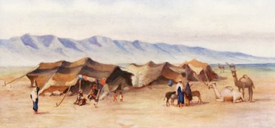 Arabské ležení mezi Homsem a Palmýrou (barevná litografie) od Margaret Thomas