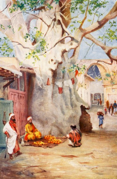 Velký plantain na bazaru, Damašek (barevná litografie) od Margaret Thomas