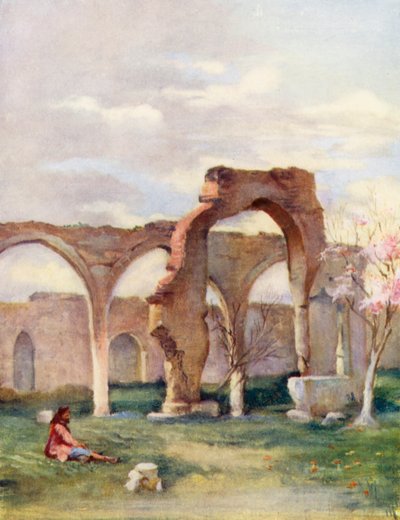 Místo, kde stál dům Naamána Syrského, Damašek (barevná litografie) od Margaret Thomas