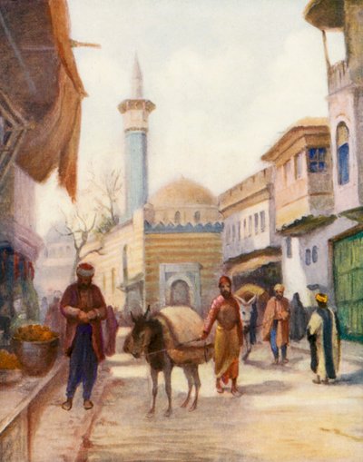 Mešita Dervishiyeh, Damašek (barevná litografie) od Margaret Thomas