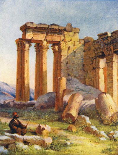 Malý chrám, Baalbek (barevná litografie) od Margaret Thomas
