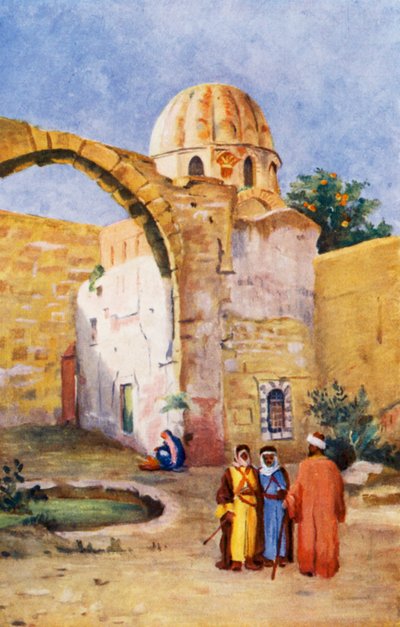 Saladinova hrobka, exteriér (barevná litografie) od Margaret Thomas