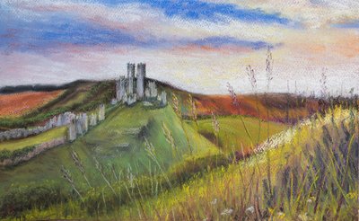 Hrad Corfe, 2020 (pastel) od Margo Starkey