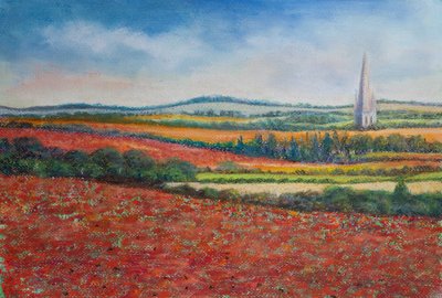 Maková pole, 2021 (pastel) od Margo Starkey