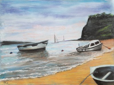 Shaldon Beach South Devon, 2022 (pastel) od Margo Starkey
