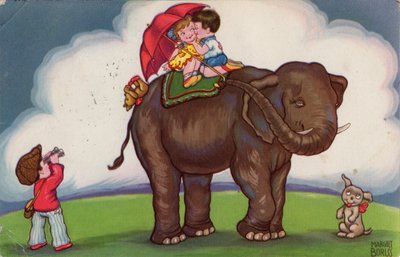 Děti jedoucí na slonovi, 1932. od Margret Boriss