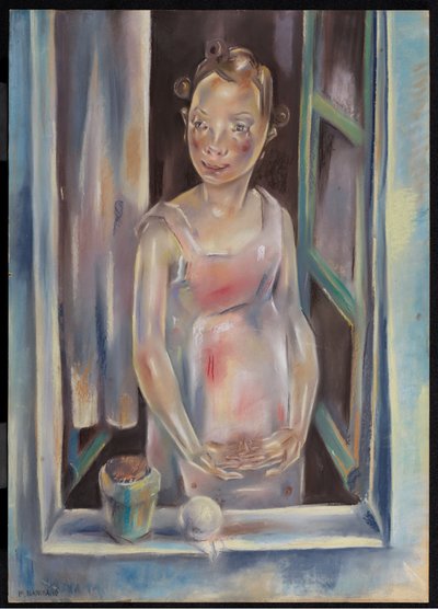 Mladá dívka u otevřeného okna, asi 1924 (pastel na papíře) od Maria Blanchard