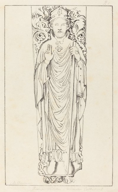 Biskup Wulstan ve Worcesterské katedrále od Maria Denman after John Flaxman