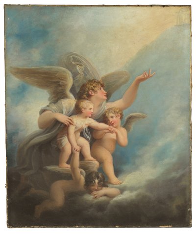 Anděl a putti doprovázející dětskou duši do nebe od Maria Hadfield Cosway
