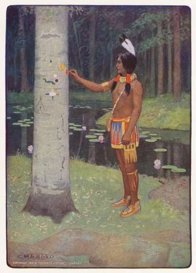 Ilustrace k Longfellowově knize Hiawatha (barevná litografie) od Maria Louise Kirk