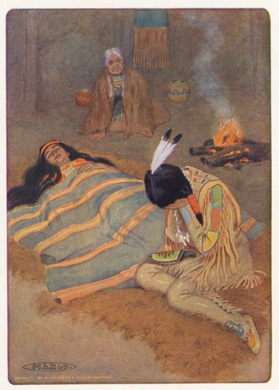 Ilustrace k Longfellowově knize Hiawatha (barevná litografie) od Maria Louise Kirk