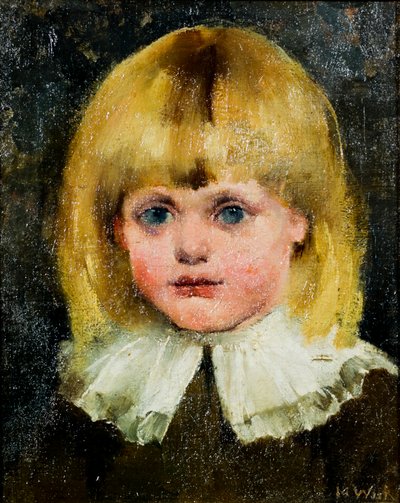 Hlava dívky (Hilja Tukiainen); malba od Maria Wiik