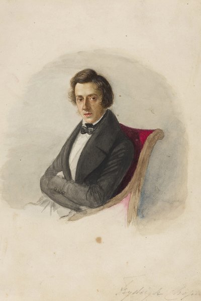 Portrét Frederika Chopina (1810-1849) par Wodzinska, Maria (1819-1896). Akvarel a inkoust na kartonu od Maria Wodzinska