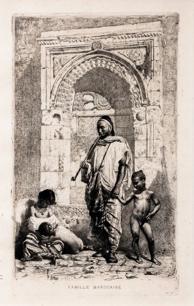 Marocká rodina, kolem roku 1862 (lept na papíře) od Mariano Fortuny