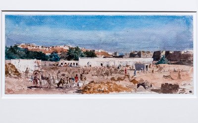 Severoafrická krajina, po roce 1862 (akvarel na přípravné grafitové stopě na silném vliesovém papíře) od Mariano Fortuny