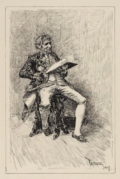 Sitzender Mann, der ein Buch liest od Mariano Fortuny