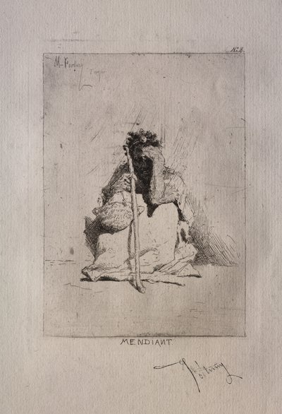 Krčící se žebrák. od Mariano Fortuny y Carbó