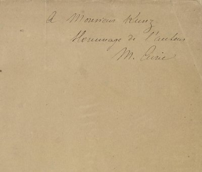 Monsieur Kunzovi Pocta od autorky M. Curie. od Marie Curie