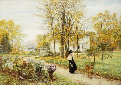 Promenáda v podzimní den, od Marie Francois Firmin Girard