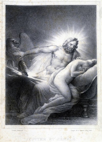 Jupiter a Semele. Litografie od Coupon de Couprie v roce 1826. od Marie Philippe Coupin de la Couperin