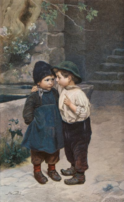 "Nikomu to neříkej" (barevná litografie) od Marie Wunsch