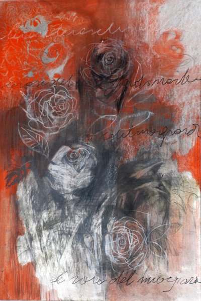 Redroses, 2023 (kombinovaná technika na papíře) od Marina Falco