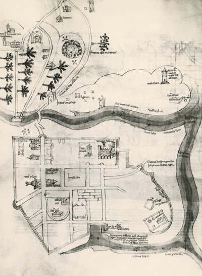 Mapa Jeruzaléma, z Knihy tajemství věrných kříži (Liber Secretorum Fidelium Crucis) od Marino the Elder (after) Sanuto