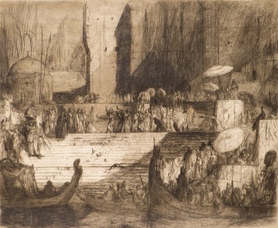 Pohřební obřad u Gangy (lept) od Marius Alexander Jacques Bauer