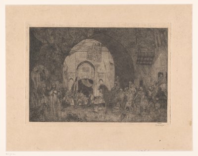 Východní jezdci a lidé u brány od Marius Bauer (signed by artist)