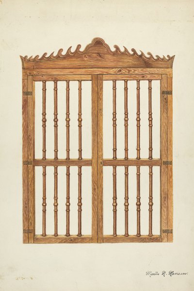 Dřevěné mřížové dveře, c. 1937. od Marius Hansen