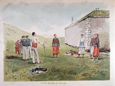 Vojenský souboj - akvarel od Mariuse Roye, Musee Carnavalet od Marius Roy