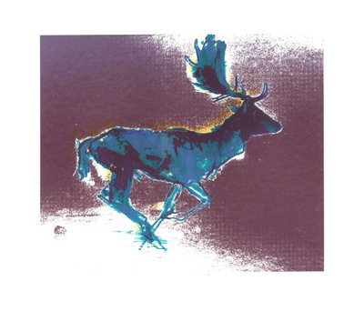 Fallow Buck (modrožlutý stín), 2015, (sítotisk) od Mark Adlington