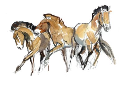 Mistral Three (Przewalski), 2013 (sennelier inkoust, akvarel a kvaš) od Mark Adlington