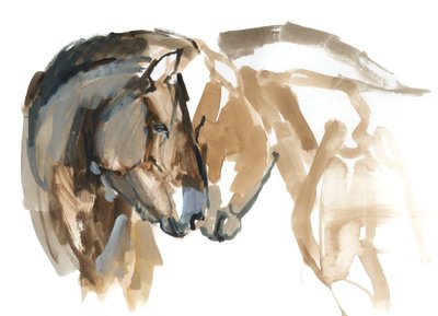 Nos to Nose (Przewalski), 2013 (sennelier inkoust, akvarel a kvaš) od Mark Adlington