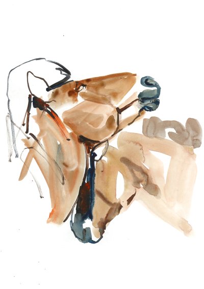 Nuzzle (Przewalski), 2013 (senelierská tuš, akvarel a kvaš) od Mark Adlington