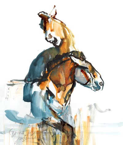Paleolit (Przewalski), 2013 (senelierská tuš, akvarel a kvaš) od Mark Adlington