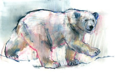 Růžová, 2016, (kontura a pastel na papíře) od Mark Adlington