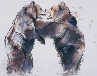 Playfight, 2001 (uhel a kontura na papíře) od Mark Adlington