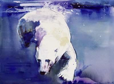 Underwater Bear, 1999 (kombinovaná média na papíře) od Mark Adlington