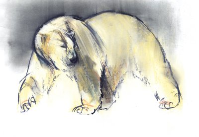 Žlutý duch, 2016, (conté a pastel na papíře) od Mark Adlington
