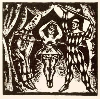 Harlekvináda, dřevořez Roger Fry od Mark Gertler