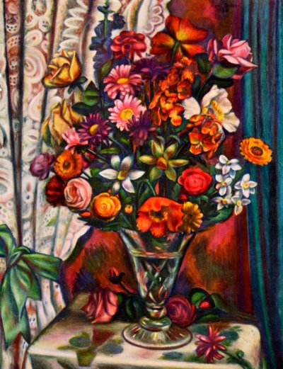 Zátiší květin ve stříbrné váze, 1930. od Mark Gertler
