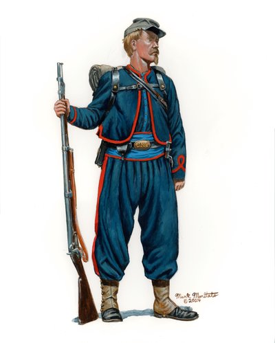 10th New York Infantry National Zouaves 1st Uniform 1861, 2024 (akvarel a kvaš na bristolu) od Mark Maritato