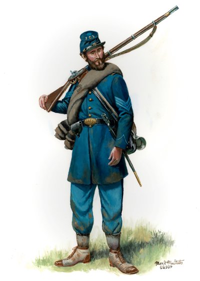 151st Pennsylvania Infantry Sergeant 1863, 2024 (akvarel a kvaš na bristolu) od Mark Maritato