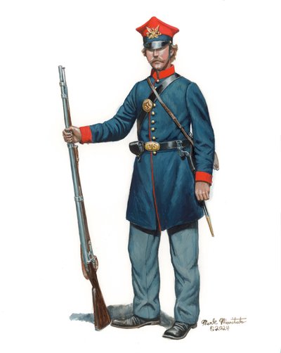 31. newyorská pěší rota C, Polský legion, 2024 (akvarel a kvaš na bristolu) od Mark Maritato