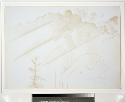 Horská krajina s mraky a stromy od Marsden Hartley