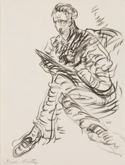 Autoportrét jako kreslíř, kolem roku 1908 (litografická pastelka na papíře) od Marsden Hartley