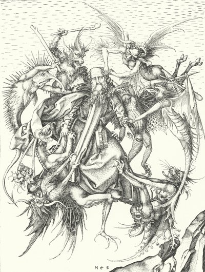 Pokušení svatého Antonína (rytina) od Martin (after) Schongauer