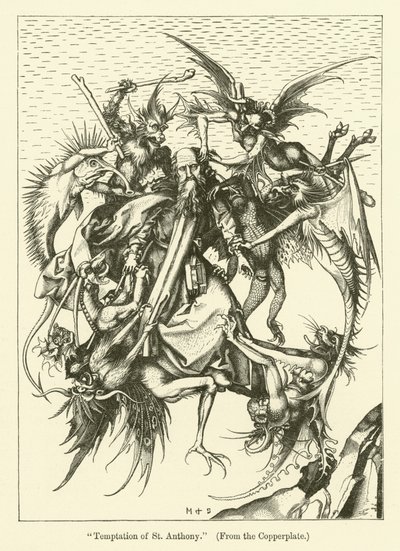 Pokušení svatého Antonína (rytina) od Martin (after) Schongauer